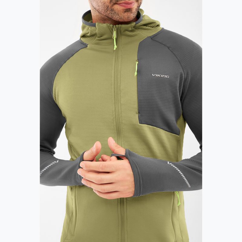 Felpa da trekking uomo Viking Birger Hoodie olive/dark grey 4