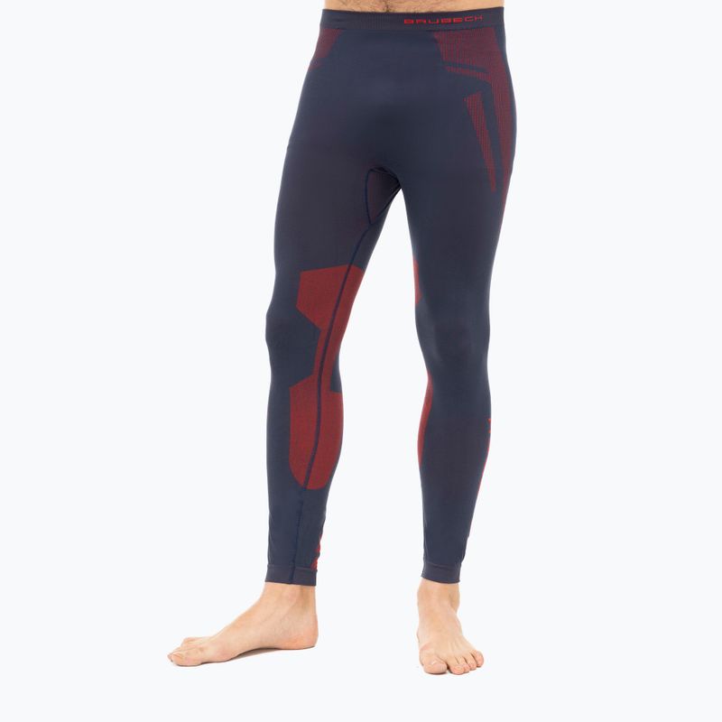 Pantaloni termoattivi da uomo Brubeck LE13270 Dry blu scuro/rosso