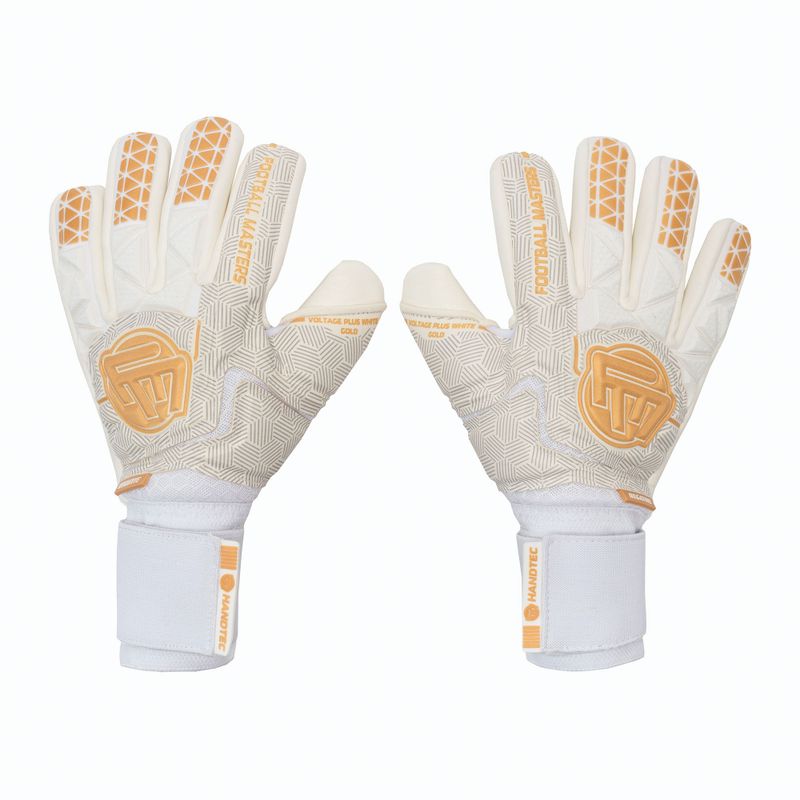 Guanti da portiere Football Masters Voltage Plus RF v 4.0 bianco/oro