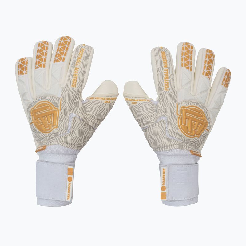 Guanti da portiere Football Masters Voltage Plus NC v 4.0 bianco/oro