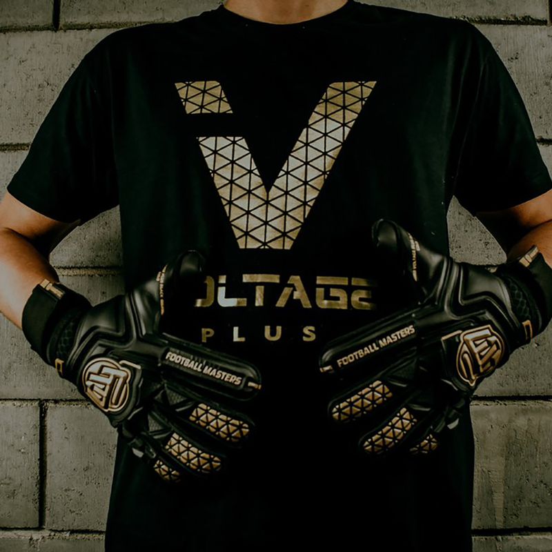 Guanti da portiere per bambini Football Masters Voltage Plus NC v 4.0 nero/oro 8