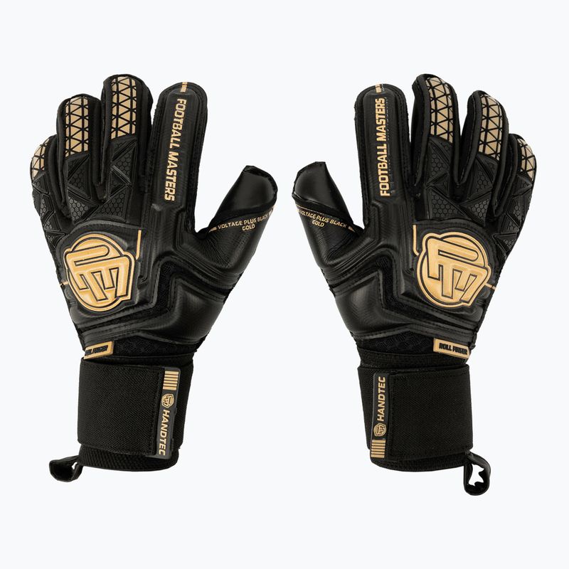 Guanti da portiere per bambini Football Masters Voltage Plus RF v 4.0 nero/oro
