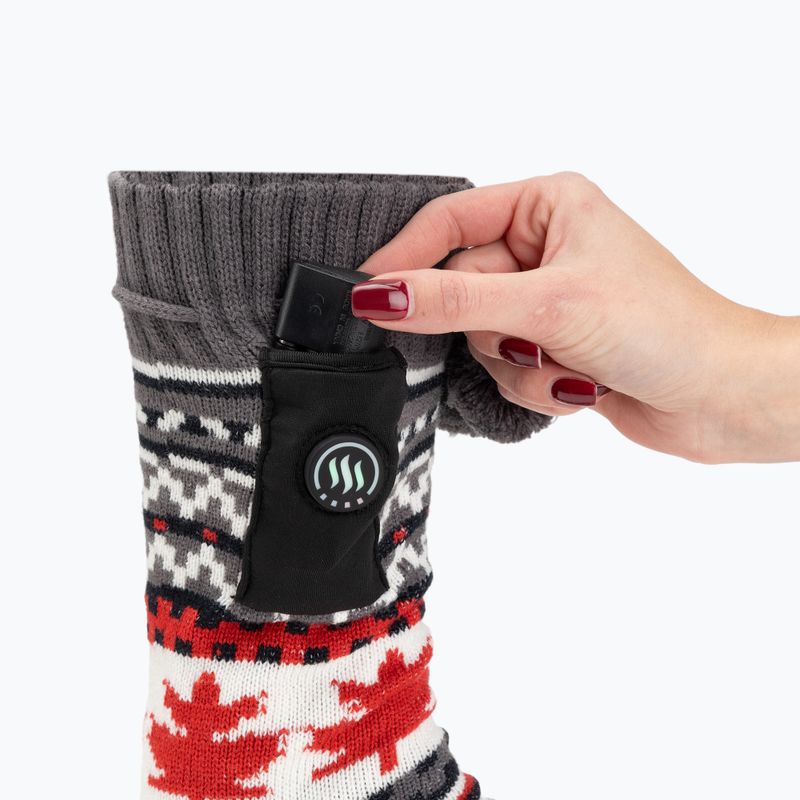 Glovii GOB bianco/rosso/grigio pantofole riscaldate con calzini 5