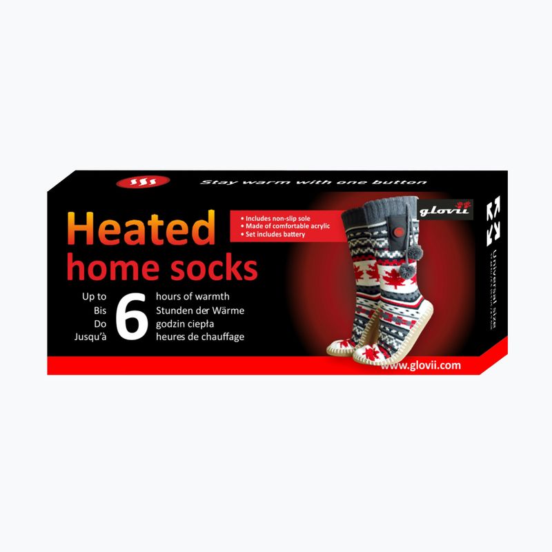 Glovii GOB bianco/rosso/grigio pantofole riscaldate con calzini 16