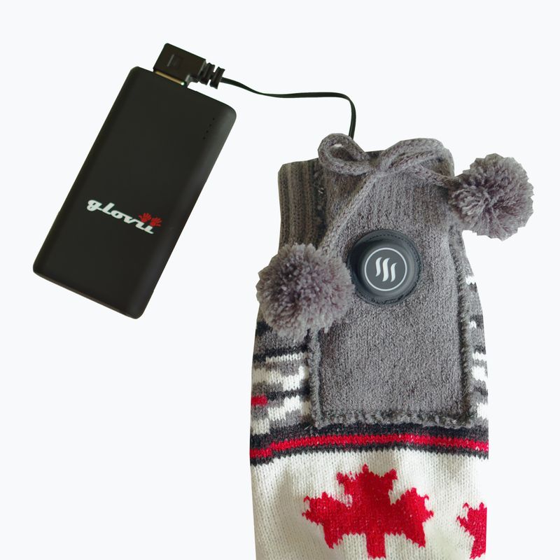 Glovii GQ4 bianco/rosso/grigio pantofole riscaldate con calzini 5