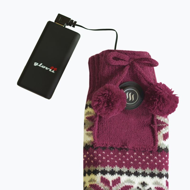 Glovii GQ5 bianco/rosso/grigio pantofole riscaldate con calzini 7