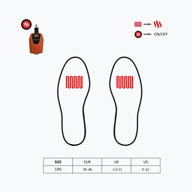 Glovii GW4U inserti riscaldati per scarponi da sci nero/rosso 9