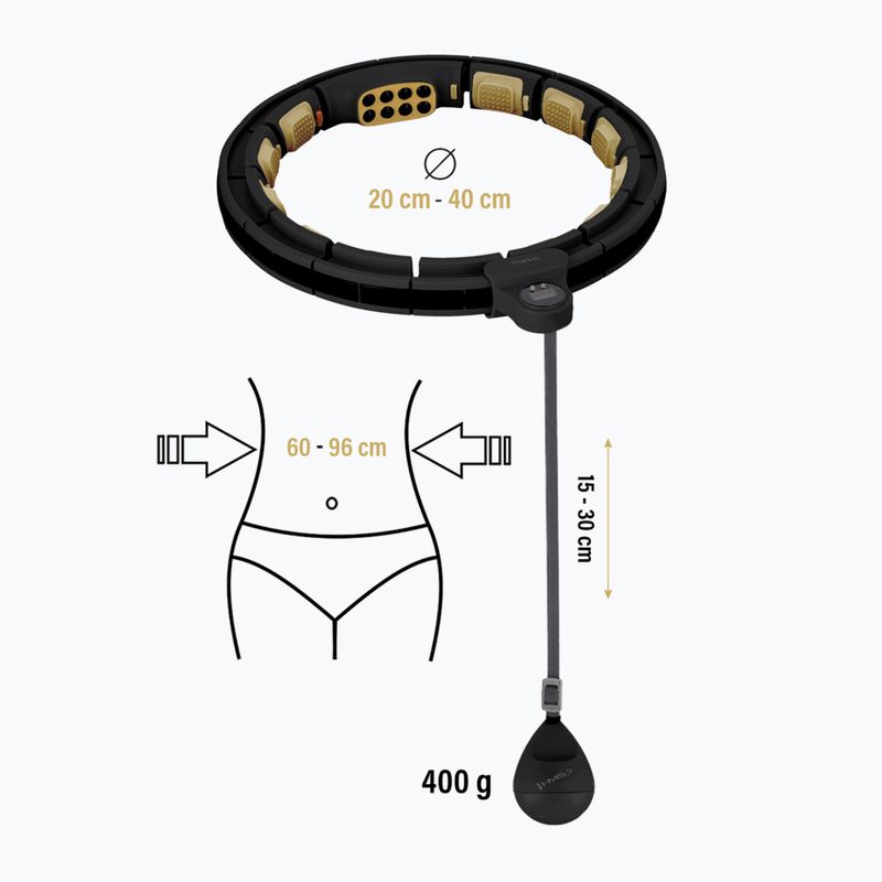 Hula hop con peso e contatore HMS HHM13 nero/oro 2