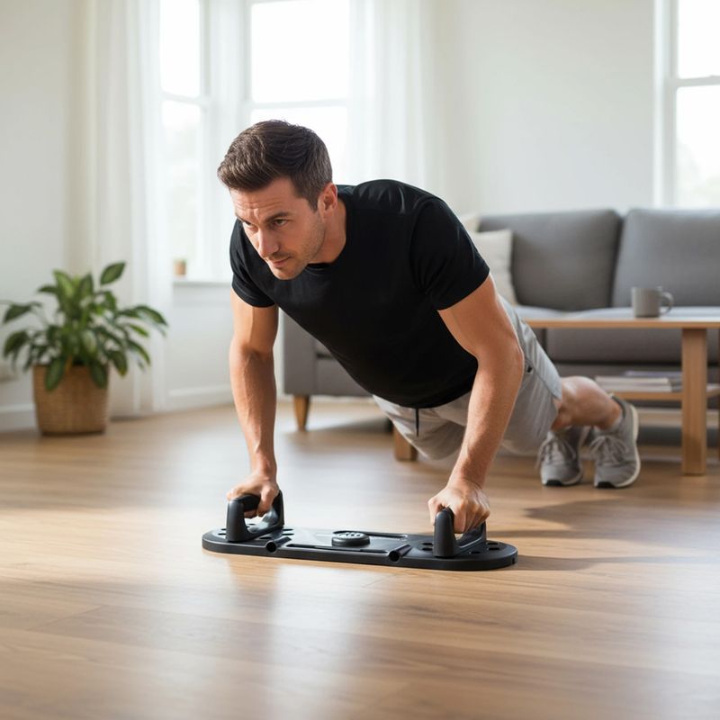 Tavola multifunzione HMS DBP02 for abdominal muscle exercises and push-ups with straps 3w1 black 7