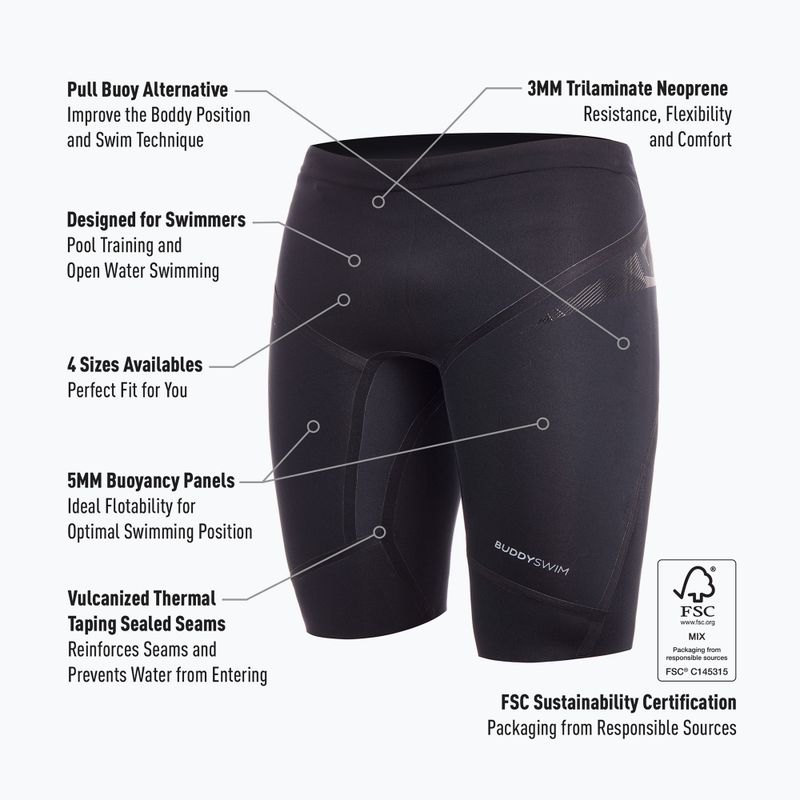 BuddySwim Floating Trilaminate Warmth pantaloncini in neoprene 5/3 mm nero 4