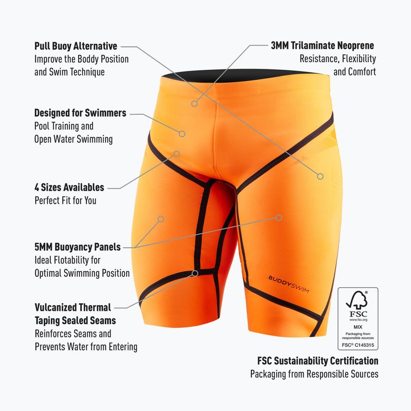 BuddySwim Floating Trilaminate Warmth pantaloncini in neoprene 5/3 mm arancione 3