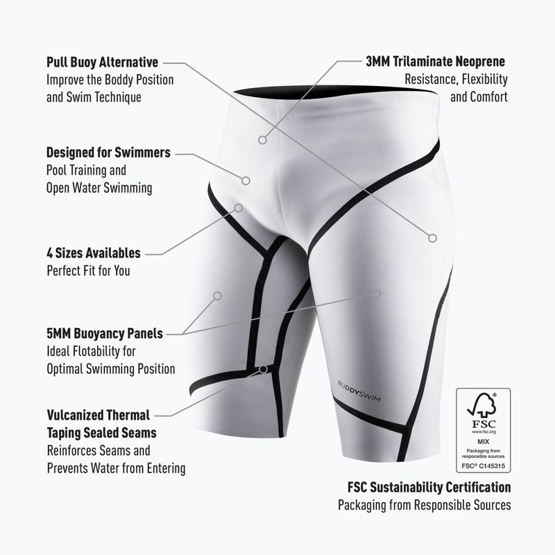 BuddySwim Floating Trilaminate Warmth pantaloncini in neoprene 5/3 mm bianco 3