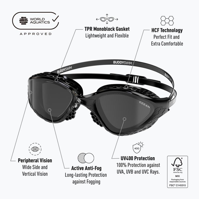 Occhiali da nuoto BuddySwim Ozean nero / fumo 5