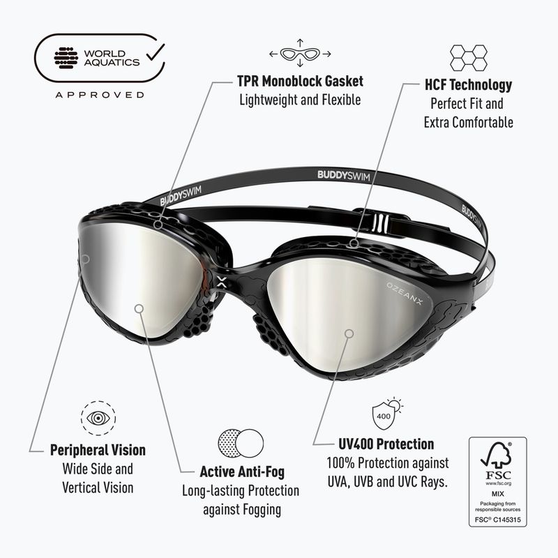 Occhiali da nuoto BuddySwim OzeanX Mirror nero / argento 8