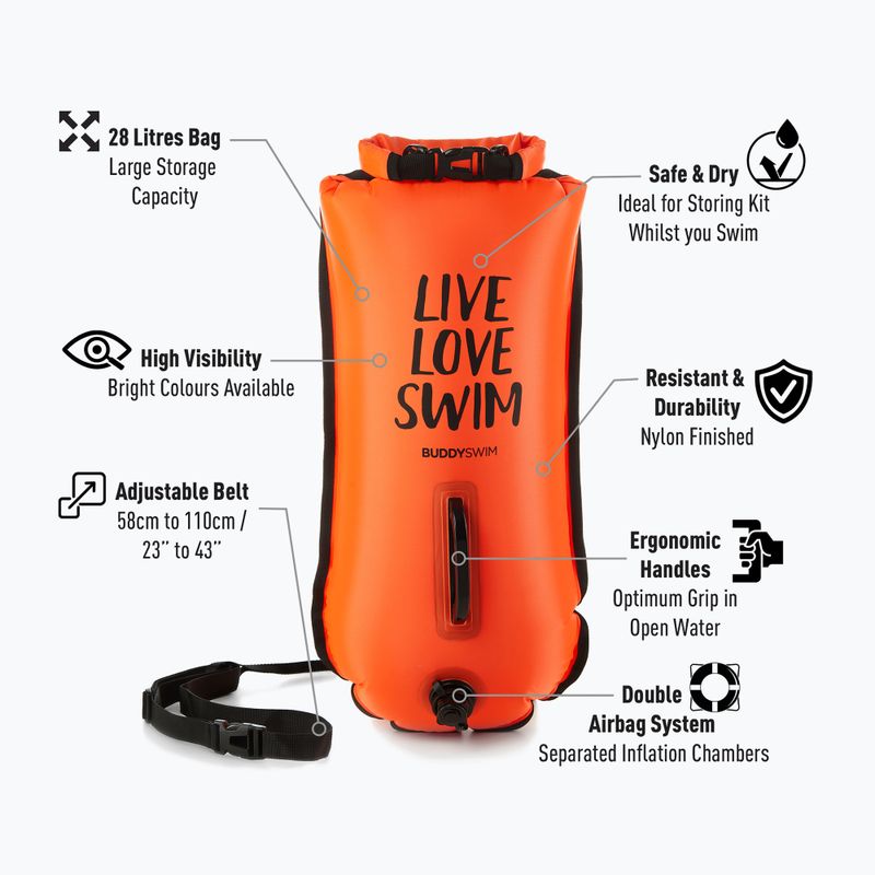 BuddySwim LLS Dry Bag boa di assicurazione 28 l arancione 2