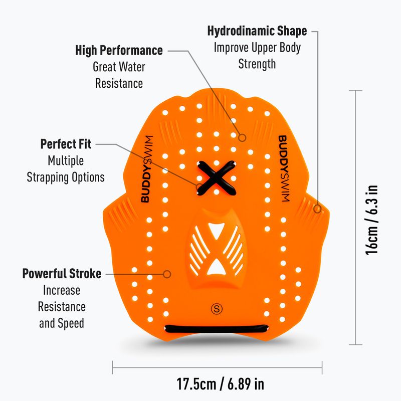 Palette da nuoto BuddySwim Power Paddle orange 2