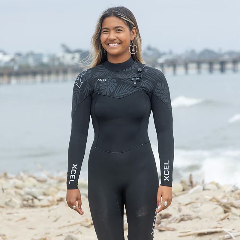 Muta da nuoto donna Xcel Comp 3/2 mm Full black/black palm/monstera print 7