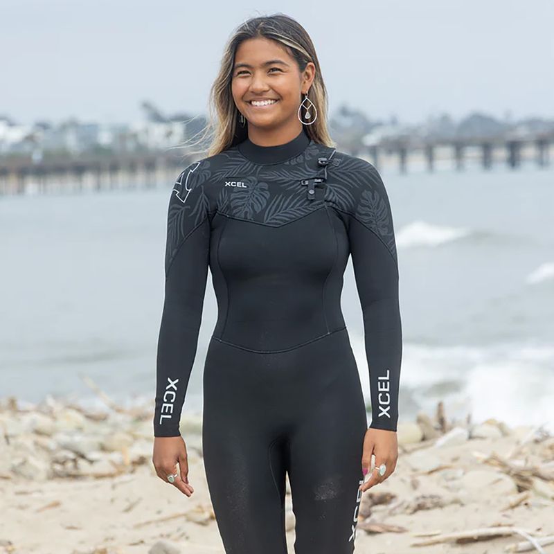 Muta da nuoto donna Xcel Comp 4/3 mm Full black/black palm/monstera print 6
