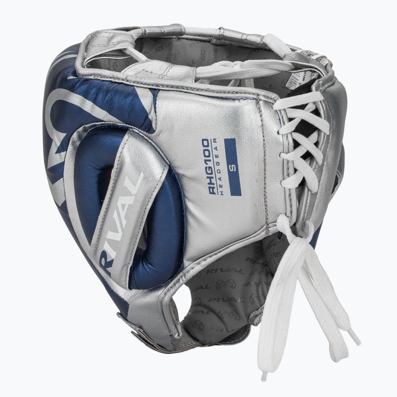 Casco da boxe Rival RHG100 Professional Headgear blu/argento 3