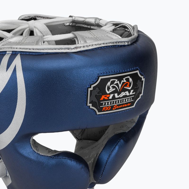 Casco da boxe Rival RHG100 Professional Headgear blu/argento 4