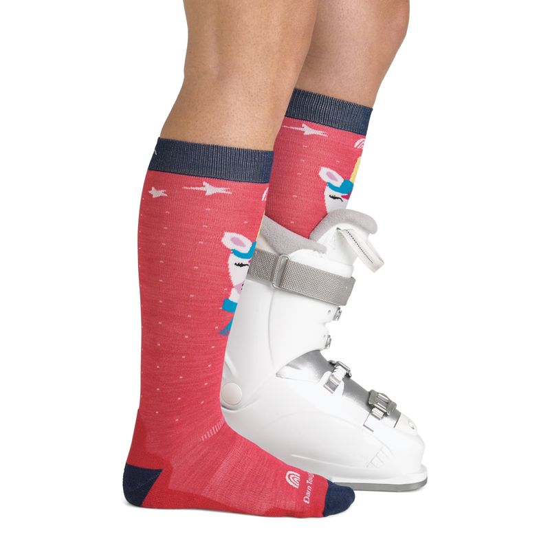 Calze da sci bambini Darn Tough Magic Mountain OTC Midweight with Cushion w/ Padded Shin raspberry 4