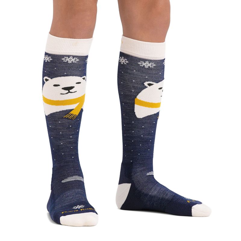 Calze da sci bambini Darn Tough Polar Bear OTC Midweight with Cushion w/ Padded Shin blue 2