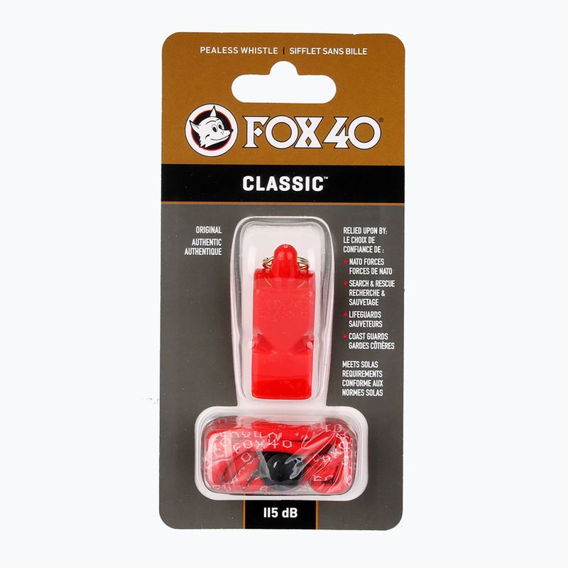 Fischietto con cordino Fox 40 Classic Safety rosso 2