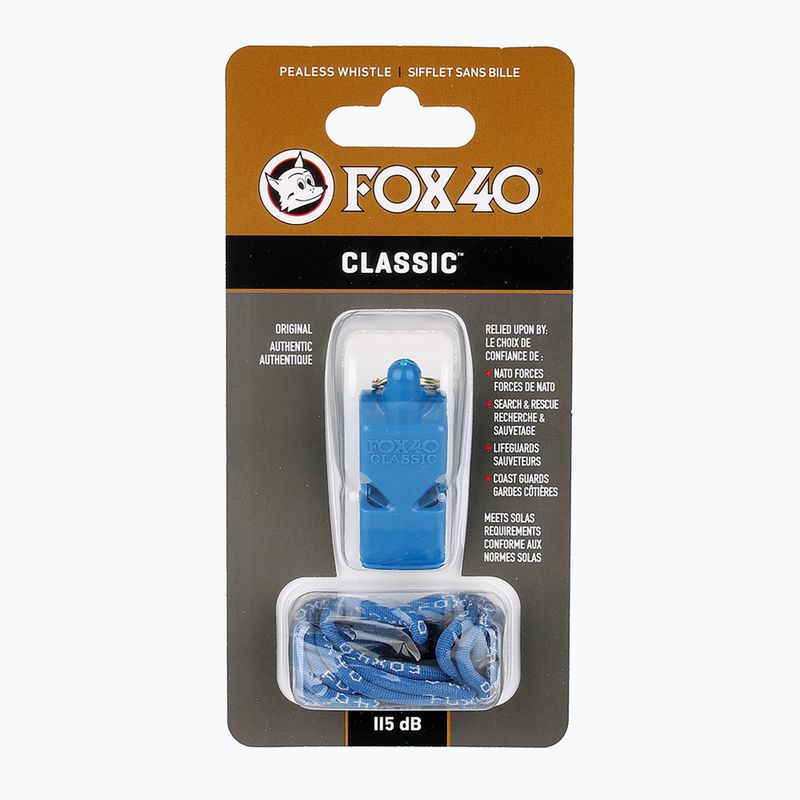 Fischietto con cordino Fox 40 Classic Safety blu 2