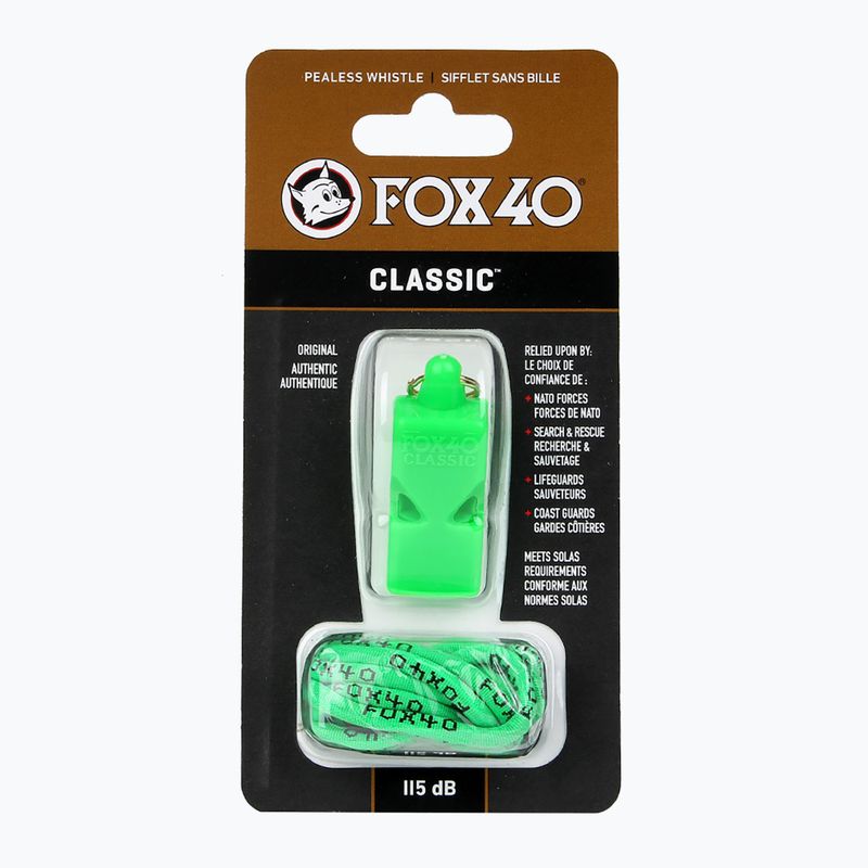 Fox 40 Classic Safety fischietto verde neon con cordino 2
