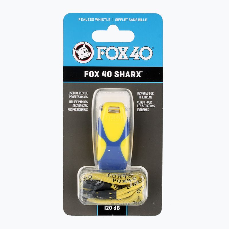 Fox 40 Sharx Fischietto di sicurezza giallo/blu con cordino 3