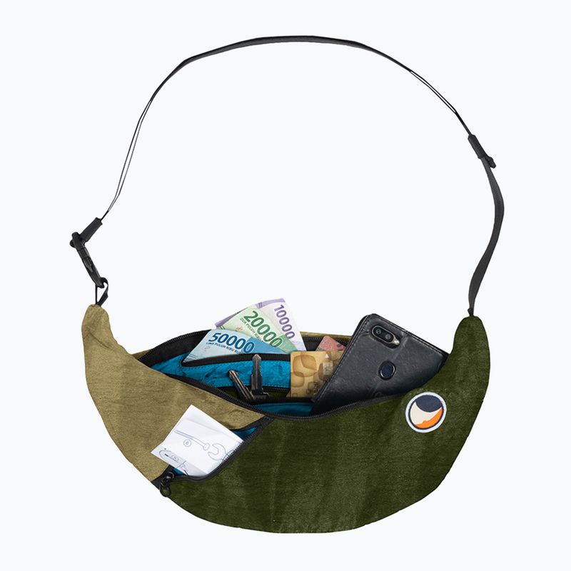Ticket To The Moon Borsa a tracolla Upcycled Sling verde militare/marrone