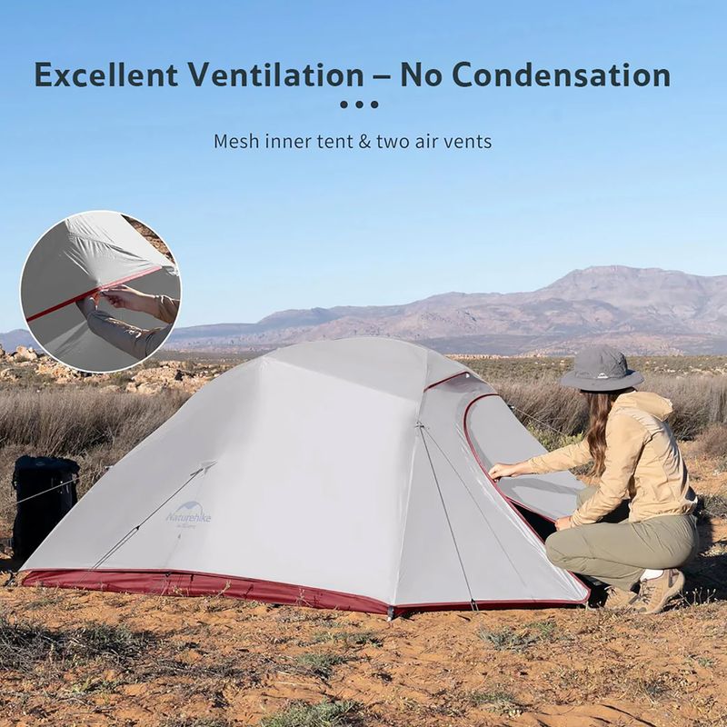 Tenda da trekking Naturehike aggiornata Cloud Up 3 persone grigio chiaro/rosso 9