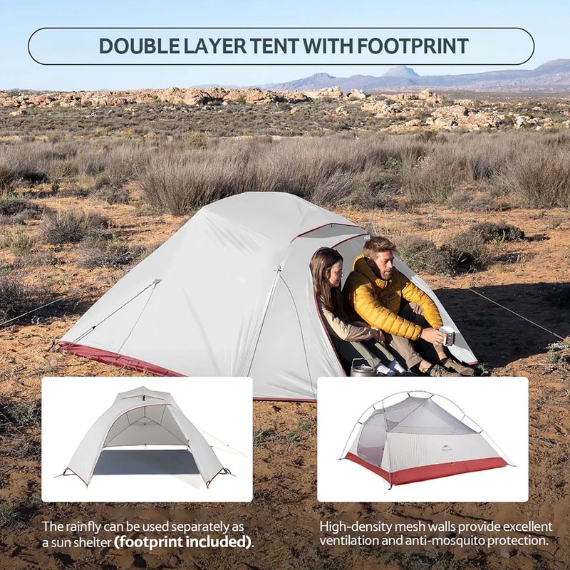 Tenda da trekking Naturehike aggiornata Cloud Up 3 persone grigio chiaro/rosso 10