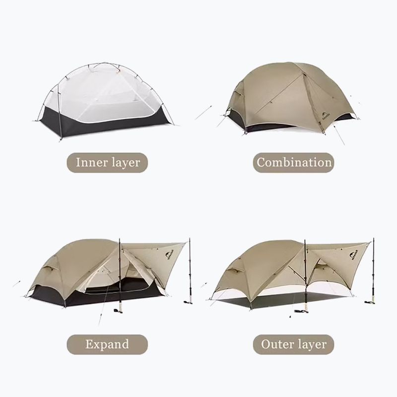 Tenda da trekking 1-osobowy Naturehike Mongar UL1 15D moon rock sand 2