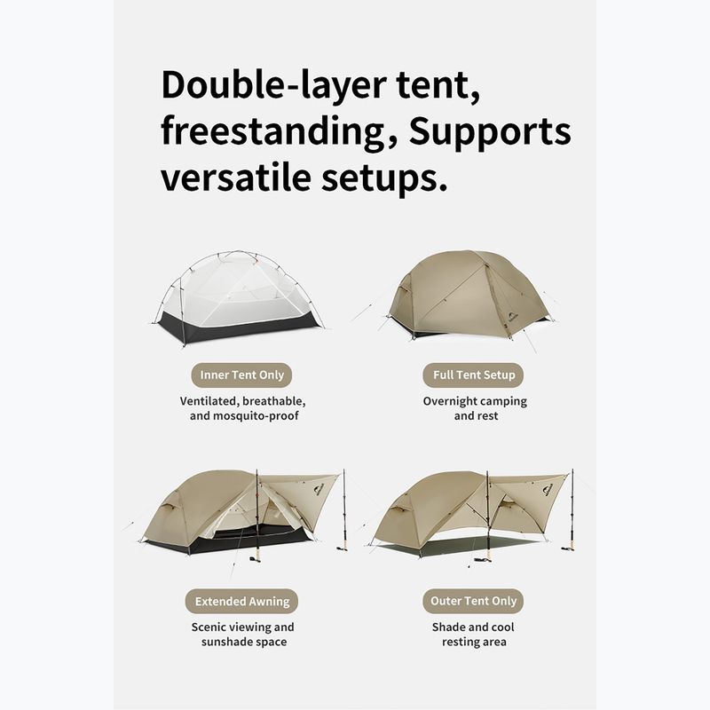 Tenda da trekking 1-osobowy Naturehike Mongar UL1 15D moon rock sand 4