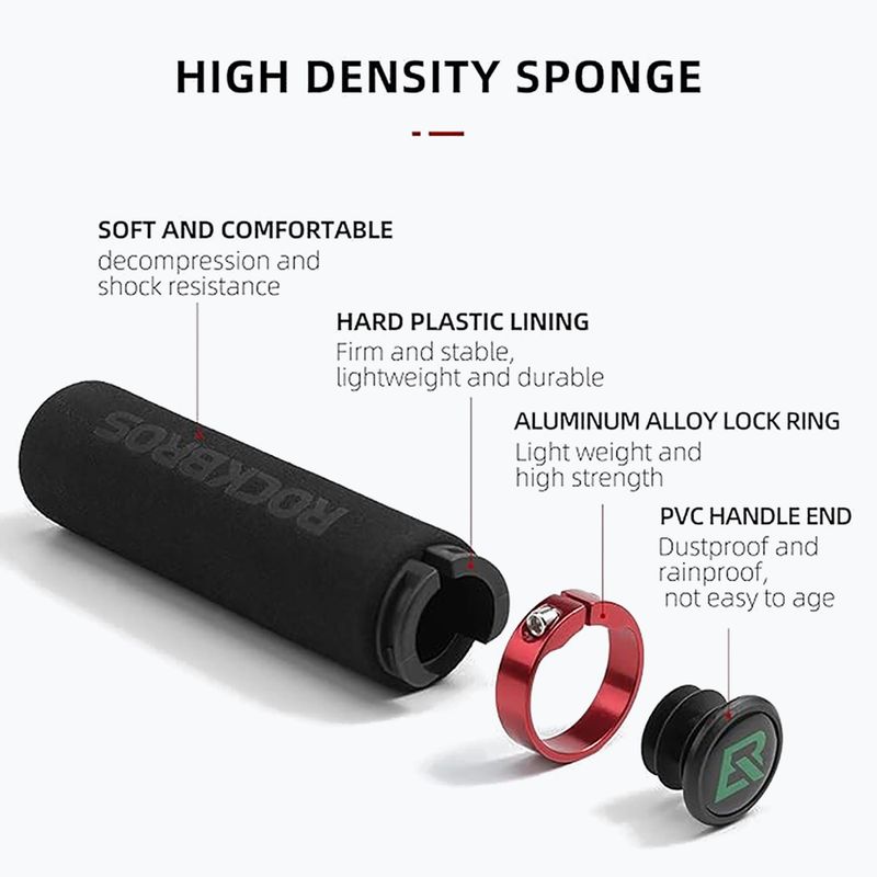 Manopole per manubrio Rockbros BT1001 Handlebar Grips black/red 3