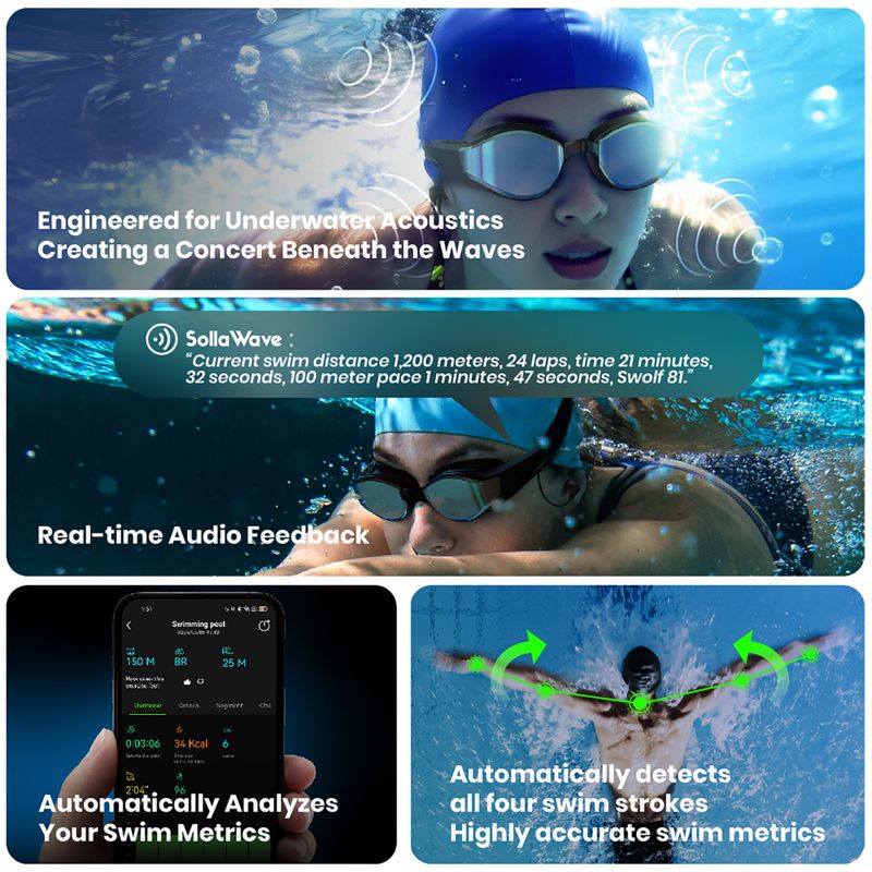 Occhialini da nuoto Holoswim Solla Wave AI Music silver 8