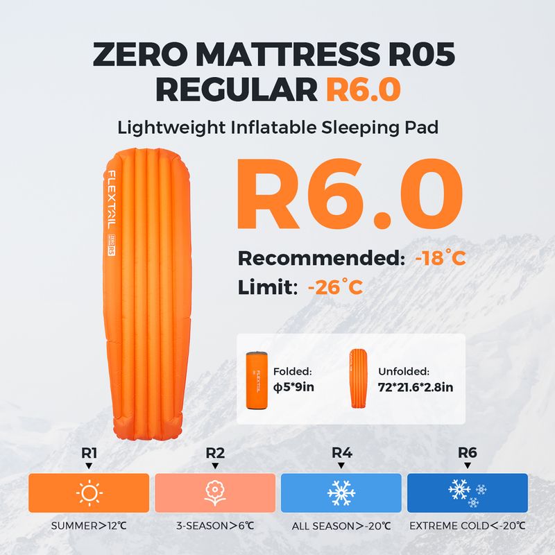 Materasso gonfiabile Flextail Zero R05 Mummy arancione 6