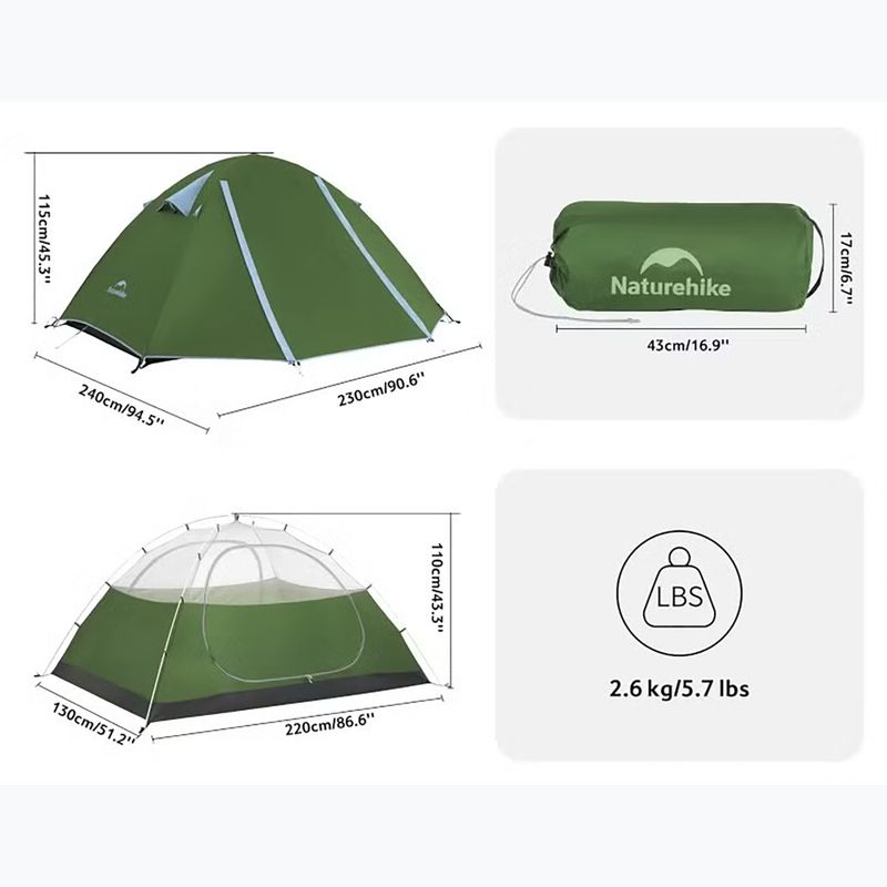 Tenda da trekking 2 posti Naturehike Bleik 2 Type B forest green 3