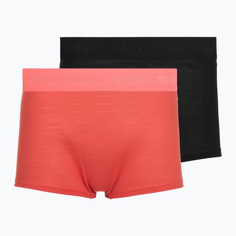 Boxer termici da donna Devold Breeze Merino 150 Hipser 2 pack black/coral