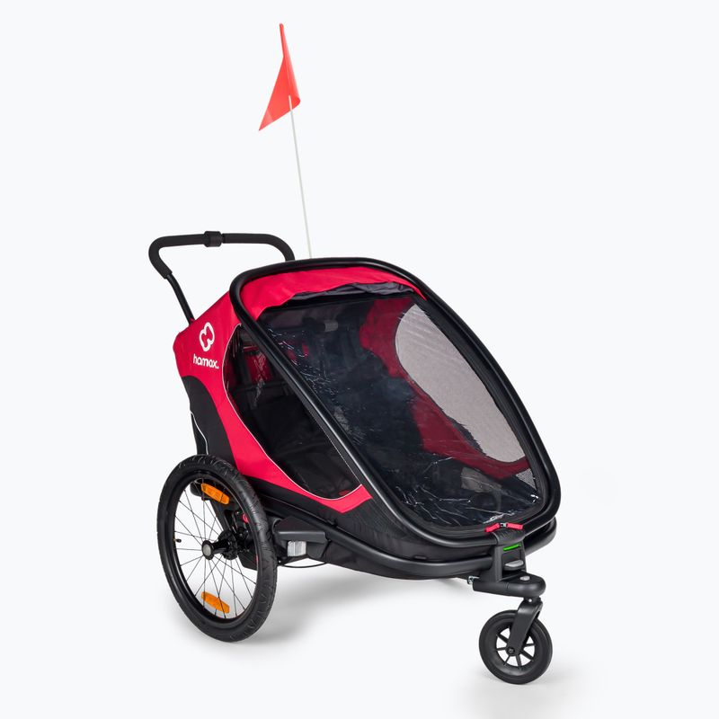 Rimorchio per biciclette Hamax Outback Twin rosso/nero