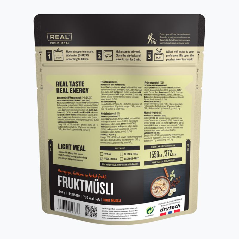 Cibo liofilizzato Real Turmat Muesli with Tropical Fruits 190 g 2