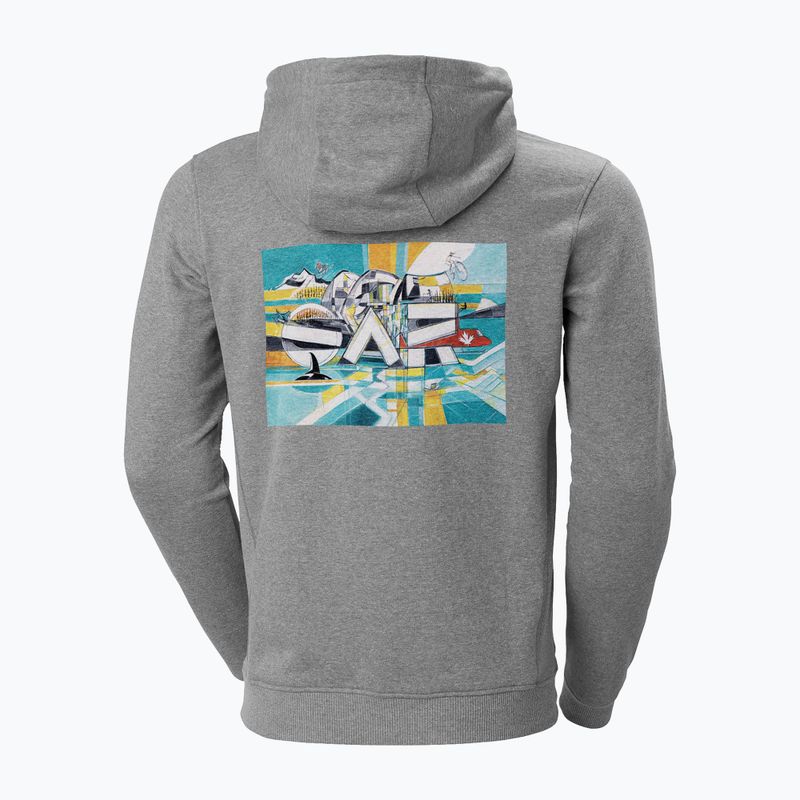 Felpa con cappuccio Helly Hansen F2F Uomo in cotone organico grigio nebbia melange/squamish 2