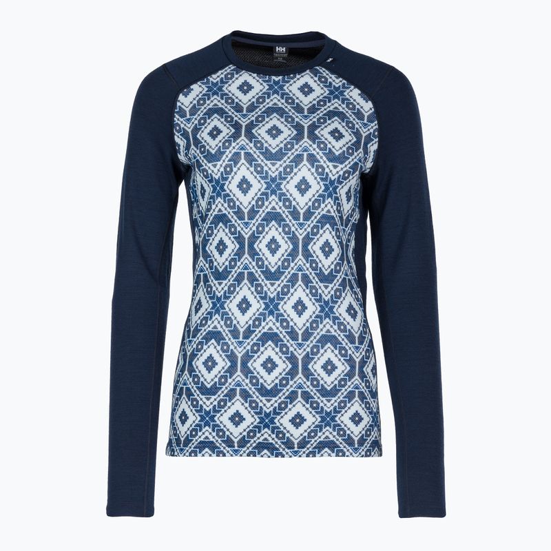 Maglia termica da donna Helly Hansen Lifa Merino Midweight Graphic Crew navy star pixel 5