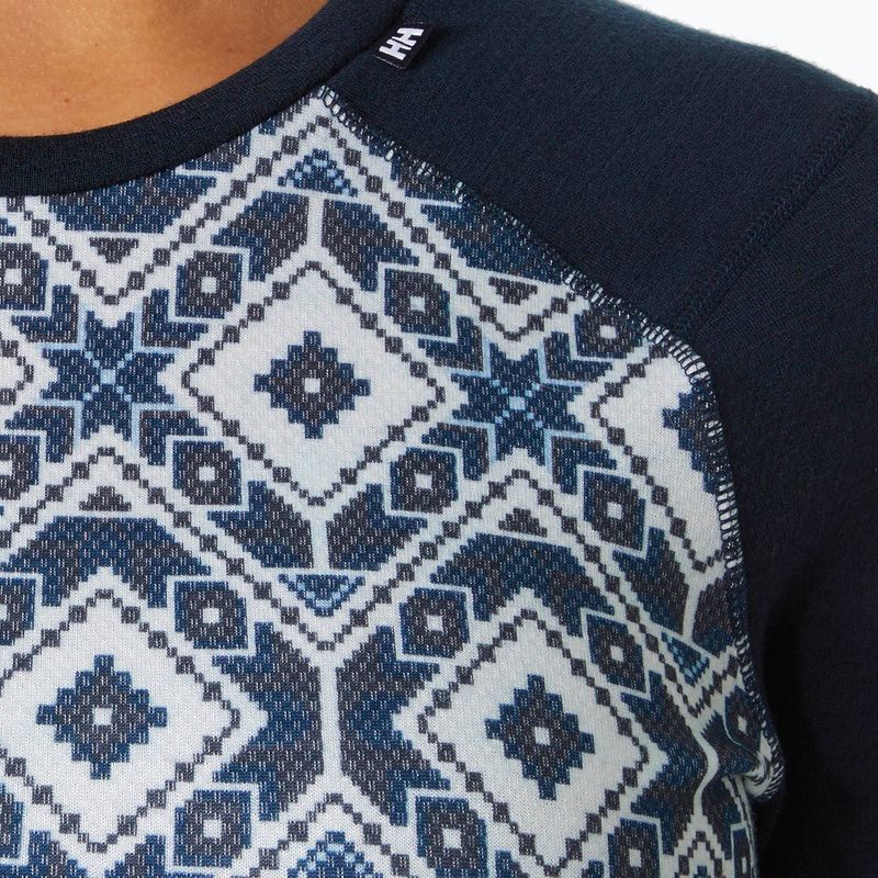 Maglia termica da donna Helly Hansen Lifa Merino Midweight Graphic Crew navy star pixel 3