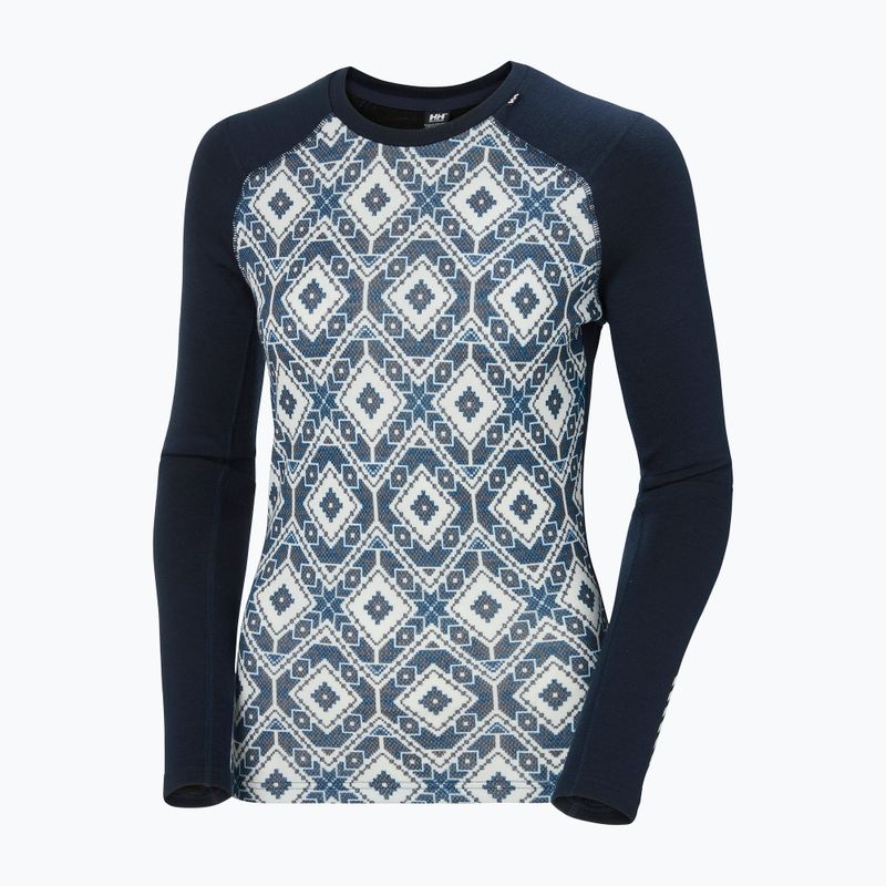 Maglia termica da donna Helly Hansen Lifa Merino Midweight Graphic Crew navy star pixel 9