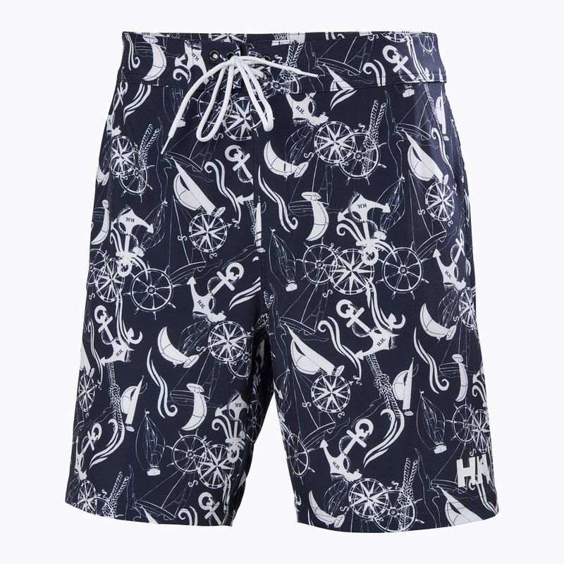 Pantaloncini da bagno da uomo Helly Hansen Newport Boardshorts 8" navy nautico aop 5