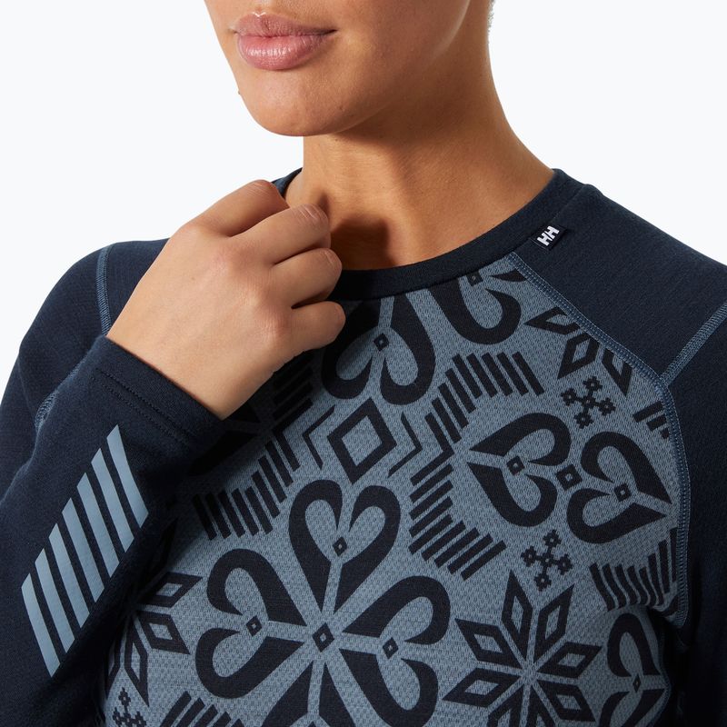 Maglia termica da donna Helly Hansen Lifa Merino Midweight Graphic Crew navy nordic rose aop 3