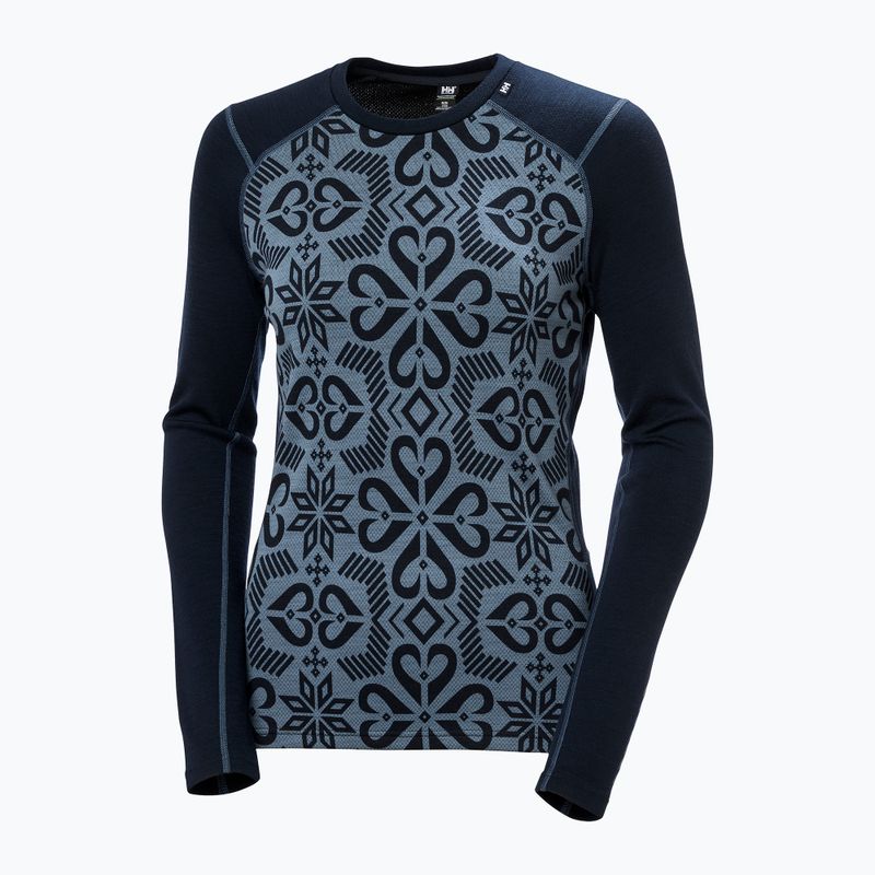 Maglia termica da donna Helly Hansen Lifa Merino Midweight Graphic Crew navy nordic rose aop 5