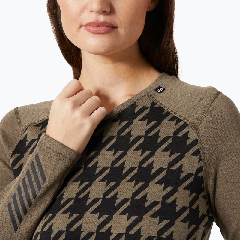 Maglia termica da donna Helly Hansen Lifa Merino Midweight Graphic Crew sepia houndstooth aop 3